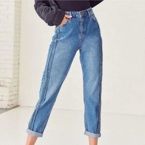 BDG Urban Outfitters High Rise Cotton Mom Stone Wash Jeans with Pintuck Detail